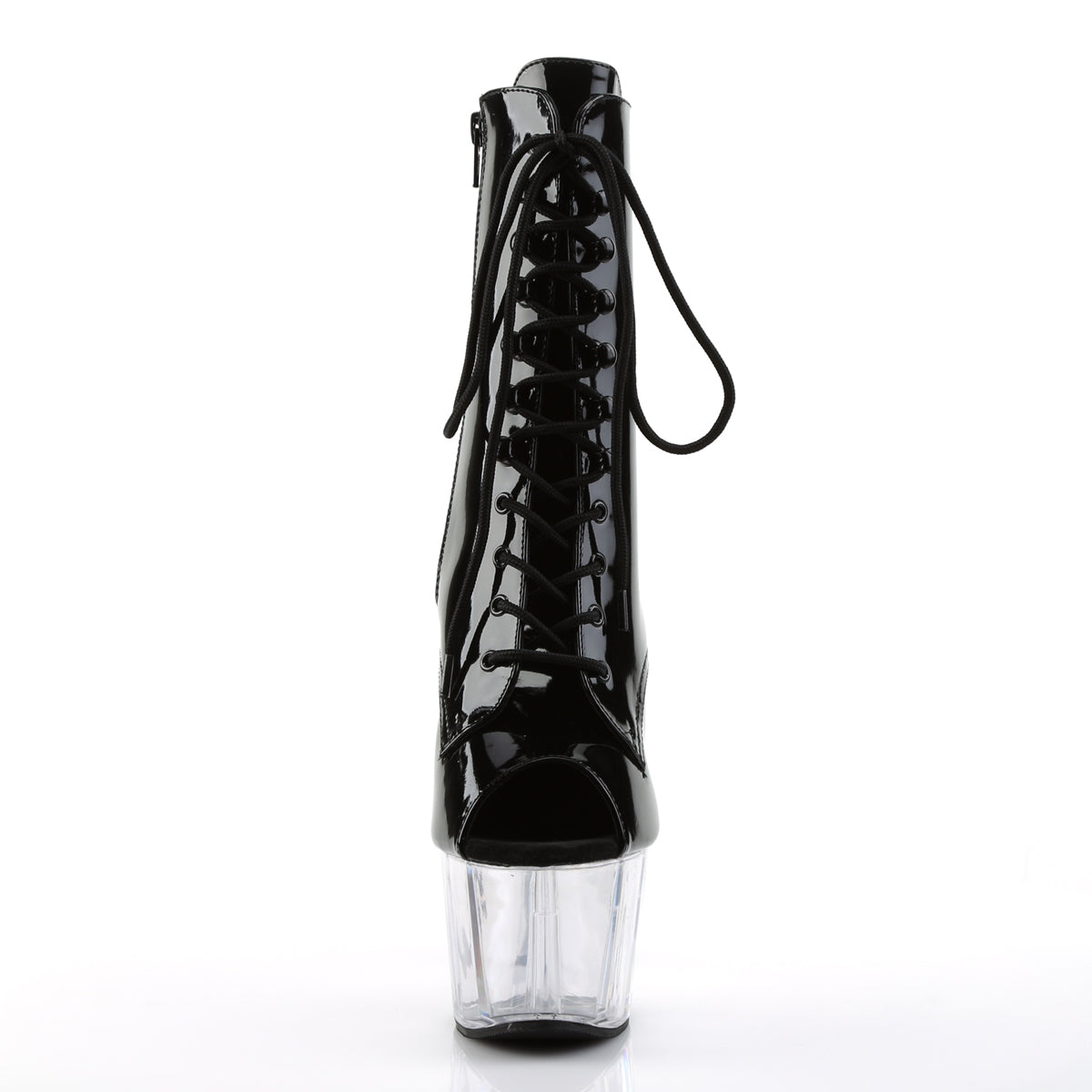 ADORE-1021 Black & Clear Patent Calf High Peep Toe Boots Multi view 5