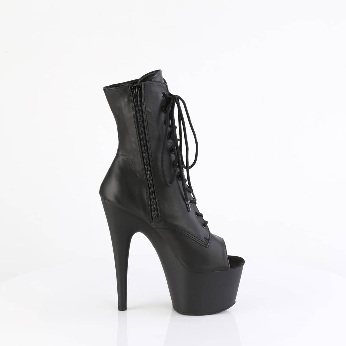 ADORE-1021 Black Leather Calf High Peep Toe Boots