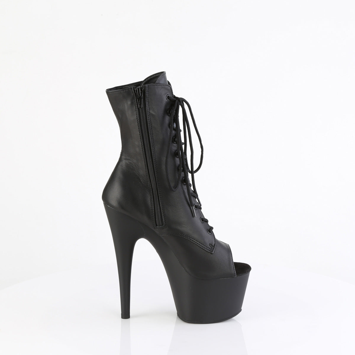ADORE-1021 Black Leather Calf High Peep Toe Boots Multi view 2