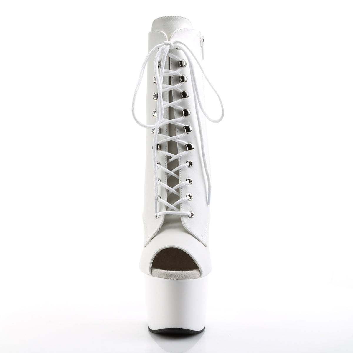 ADORE-1021 White Faux Leather Calf High Peep Toe Boots Multi view 5