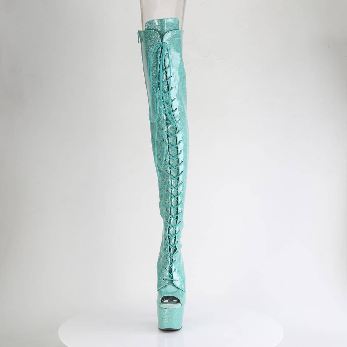 ADORE-3021GP Peep Toe Lace-Up Thigh Boot