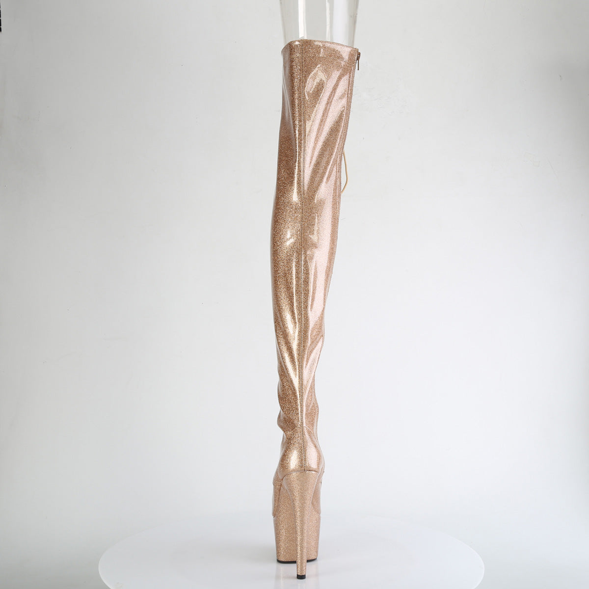 ADORE-3021GP Peep Toe Lace-Up Thigh Boot Gold Multi view 3