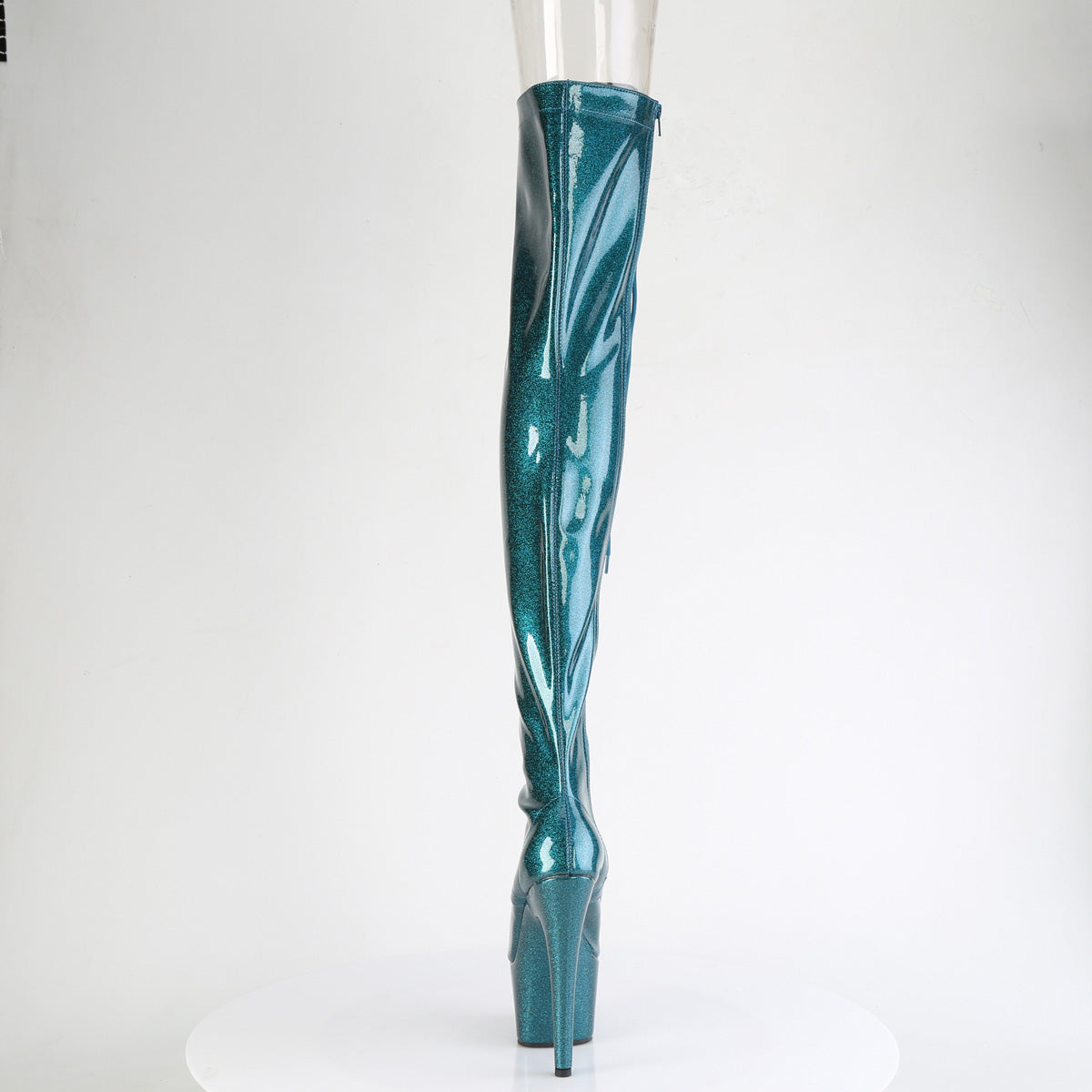 ADORE-3021GP Peep Toe Lace-Up Thigh Boot Green Multi view 3