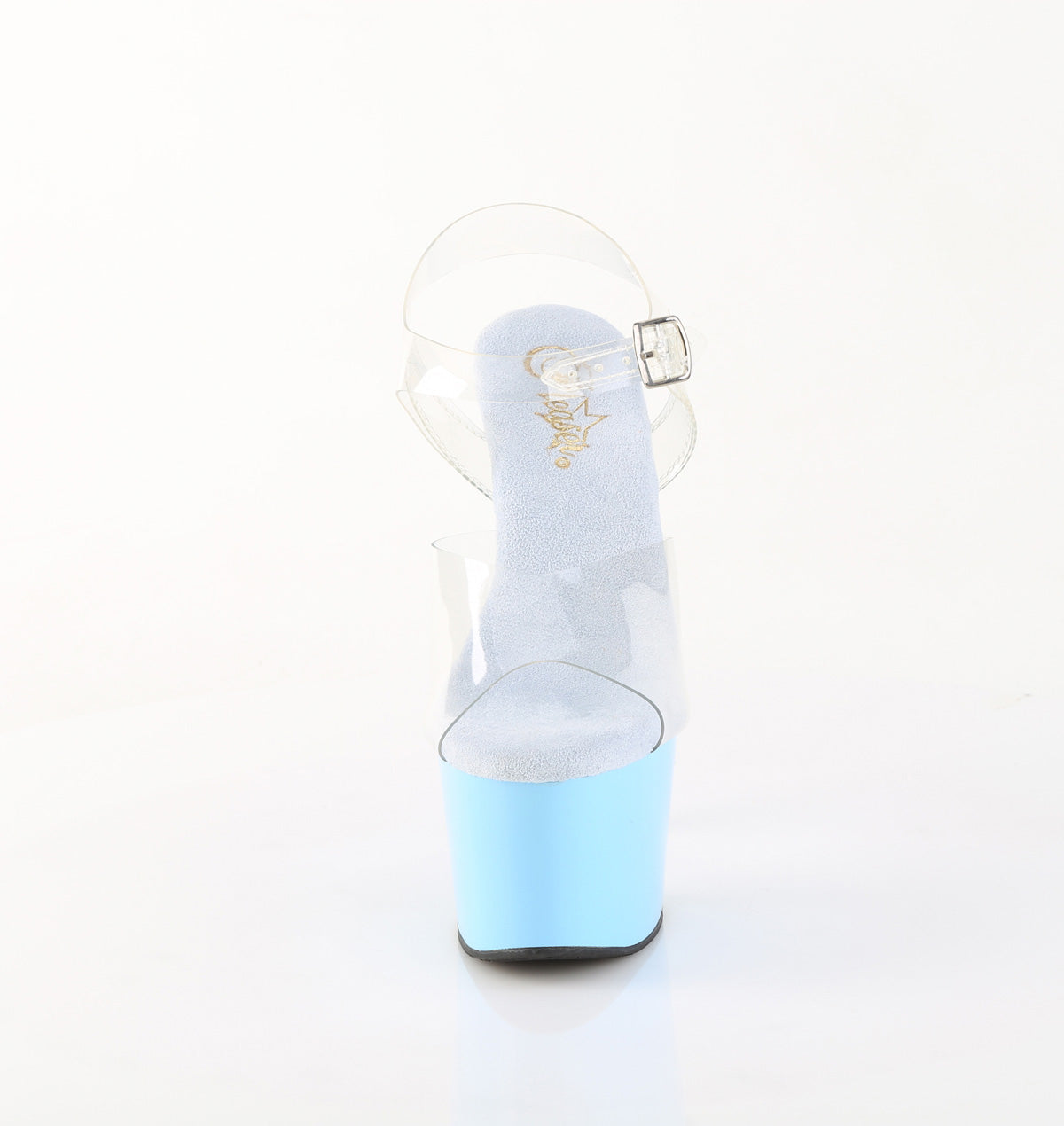 ADORE-708 Baby Blue & Clear Platform Heels