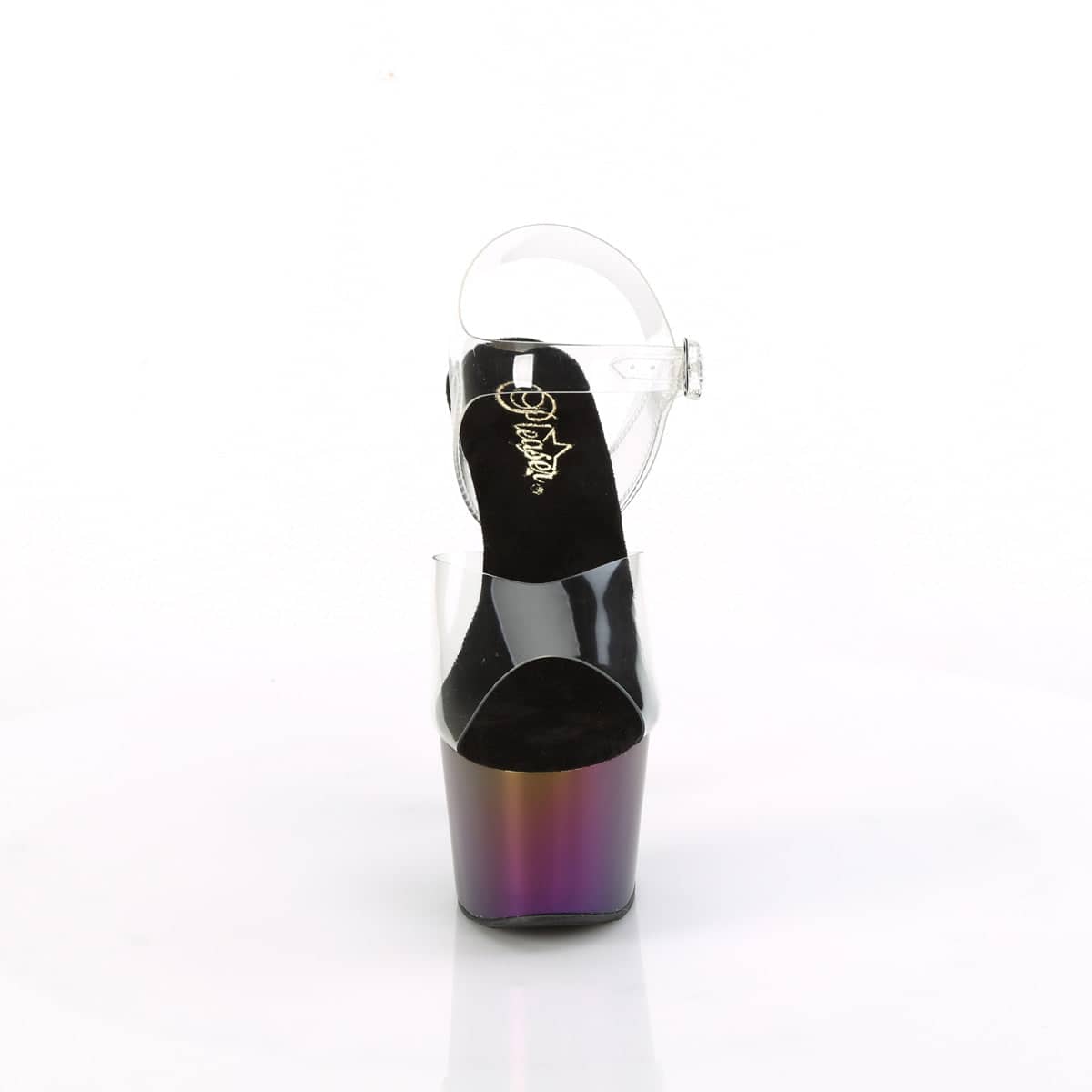 ADORE-708MCH Clear & Multi Colour Ankle Peep Toe High Heel