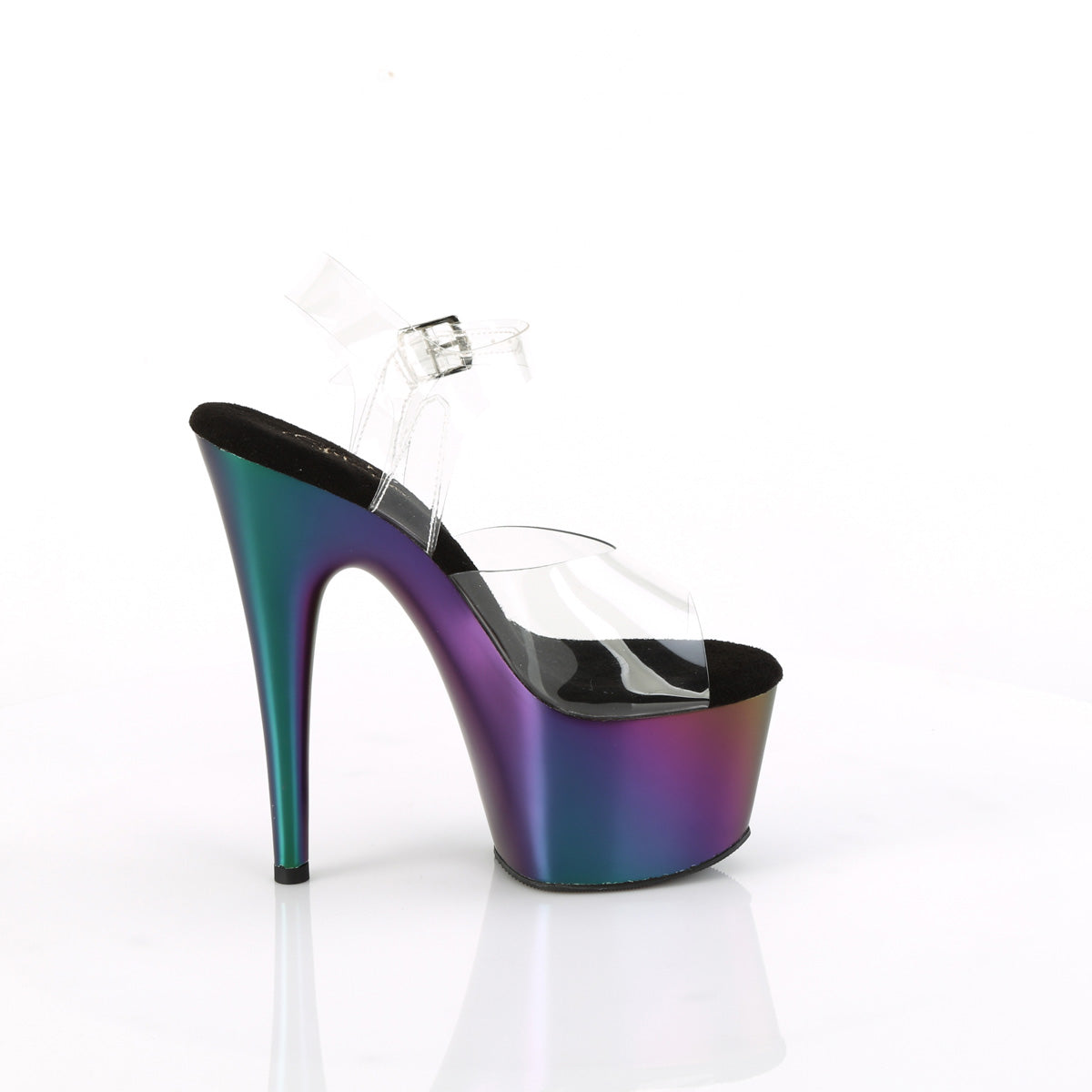 ADORE-708MCH Clear & Multi Colour Ankle Peep Toe High Heel Clear & Multi Colour Multi view 2