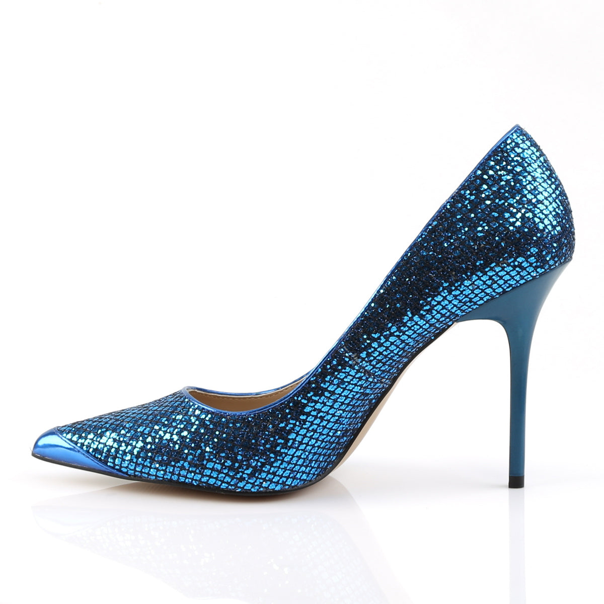 CLASSIQUE-20 Navy Blue Glitter Court High Heel Multi view 4
