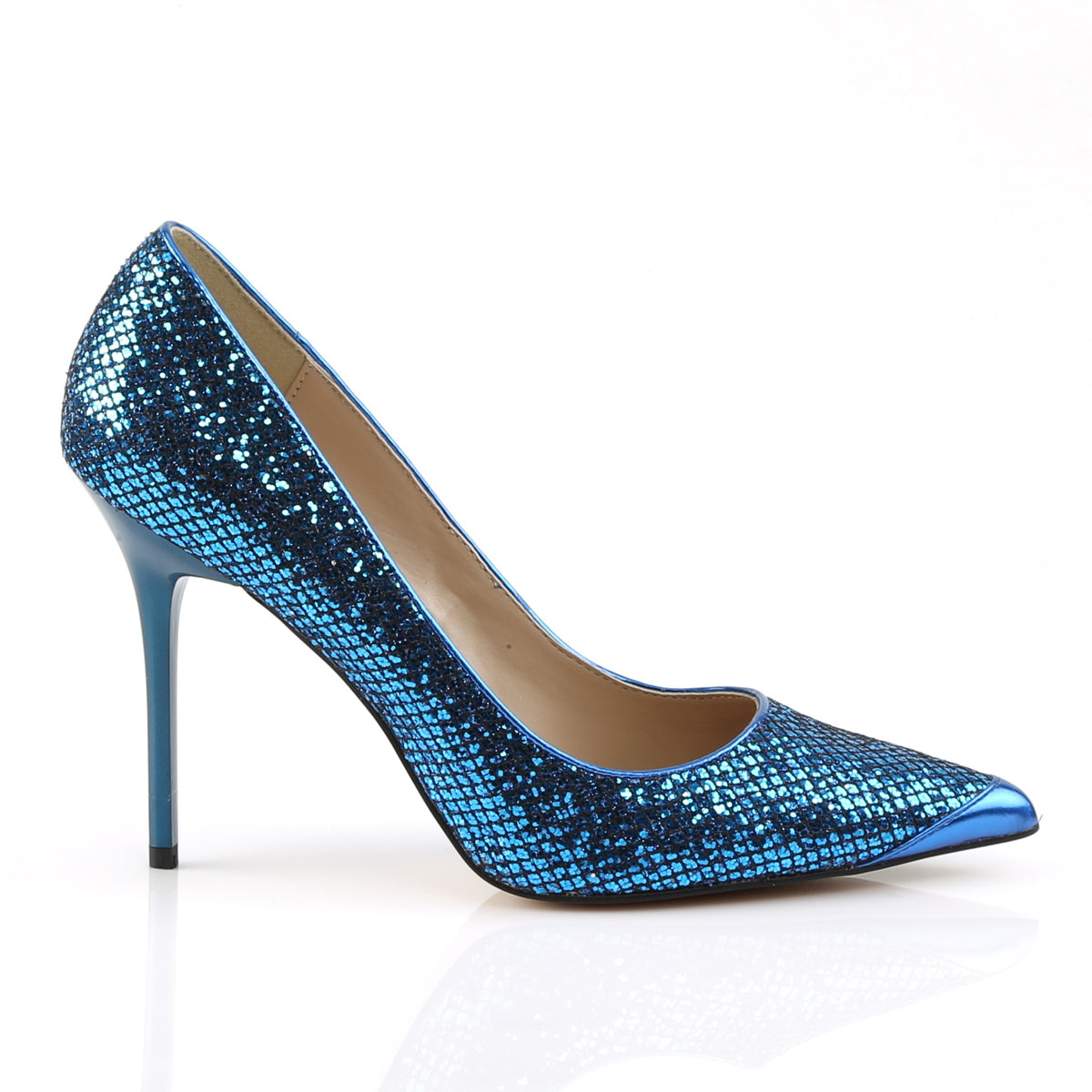 CLASSIQUE-20 Navy Blue Glitter Court High Heel Multi view 2
