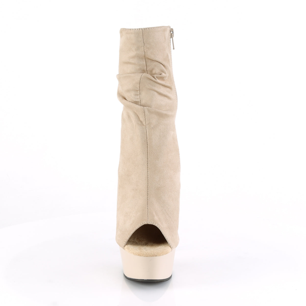 DELIGHT-1031 Calf High Peep Toe Boots Nude Multi view 5