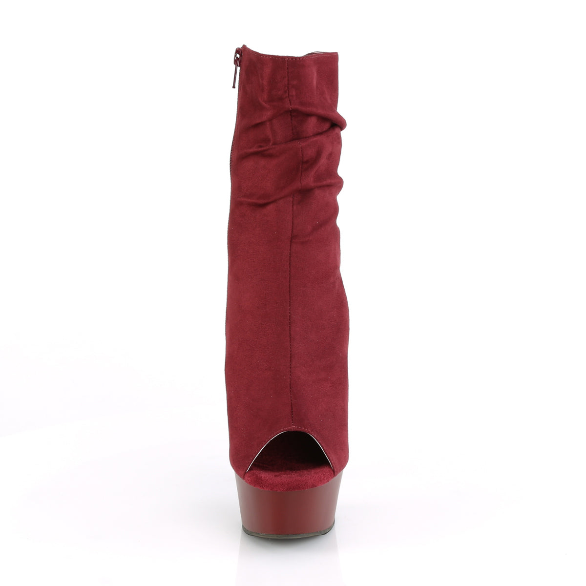 DELIGHT-1031 Calf High Peep Toe Boots Burgundy Multi view 5