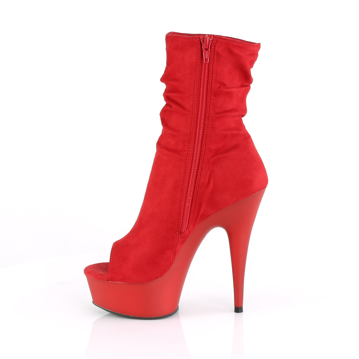 DELIGHT-1031 Calf High Peep Toe Boots Red Multi view 4
