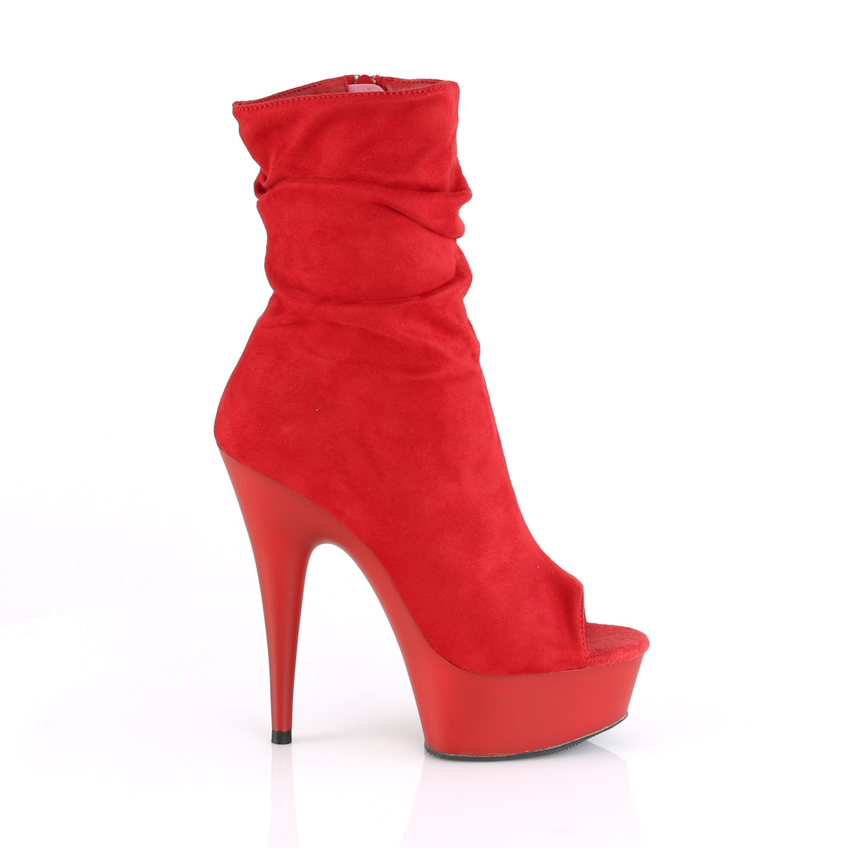 DELIGHT-1031 Calf High Peep Toe Boots Red Multi view 2