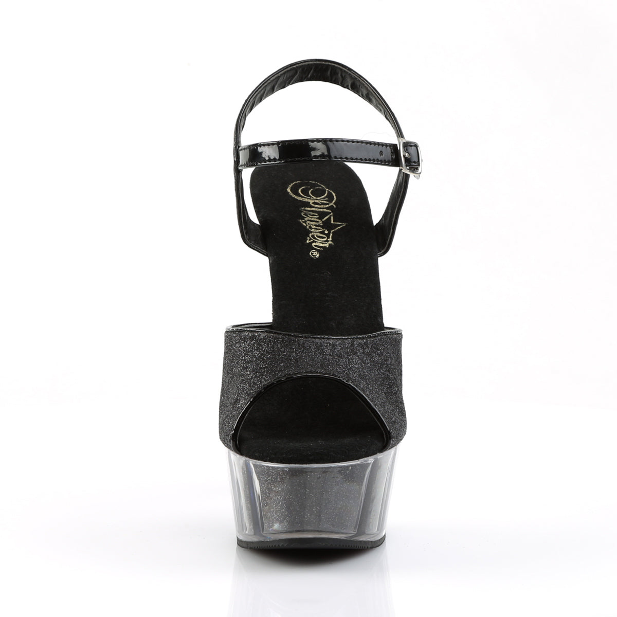 DELIGHT-609-5G Silver Glitter Peep Toe High Heel Black Multi view 5