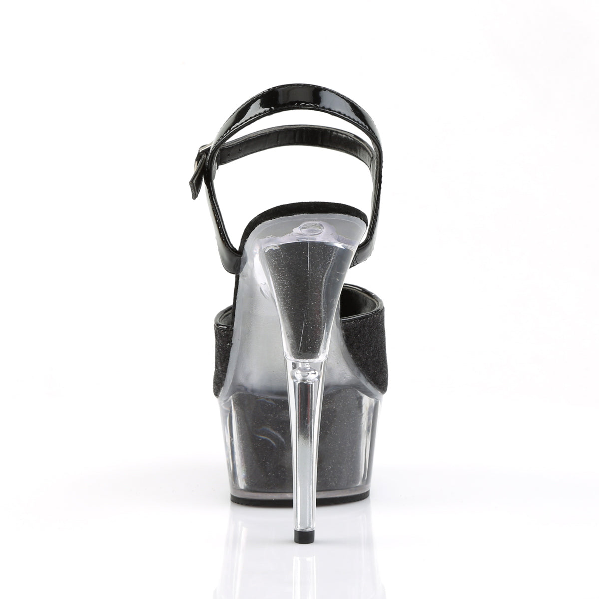 DELIGHT-609-5G Silver Glitter Peep Toe High Heel Black Multi view 3