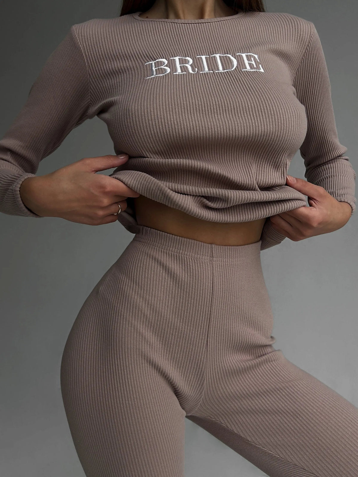 EASE 2 Piece Ribbed Cotton Loungewear - Velvet Mocha