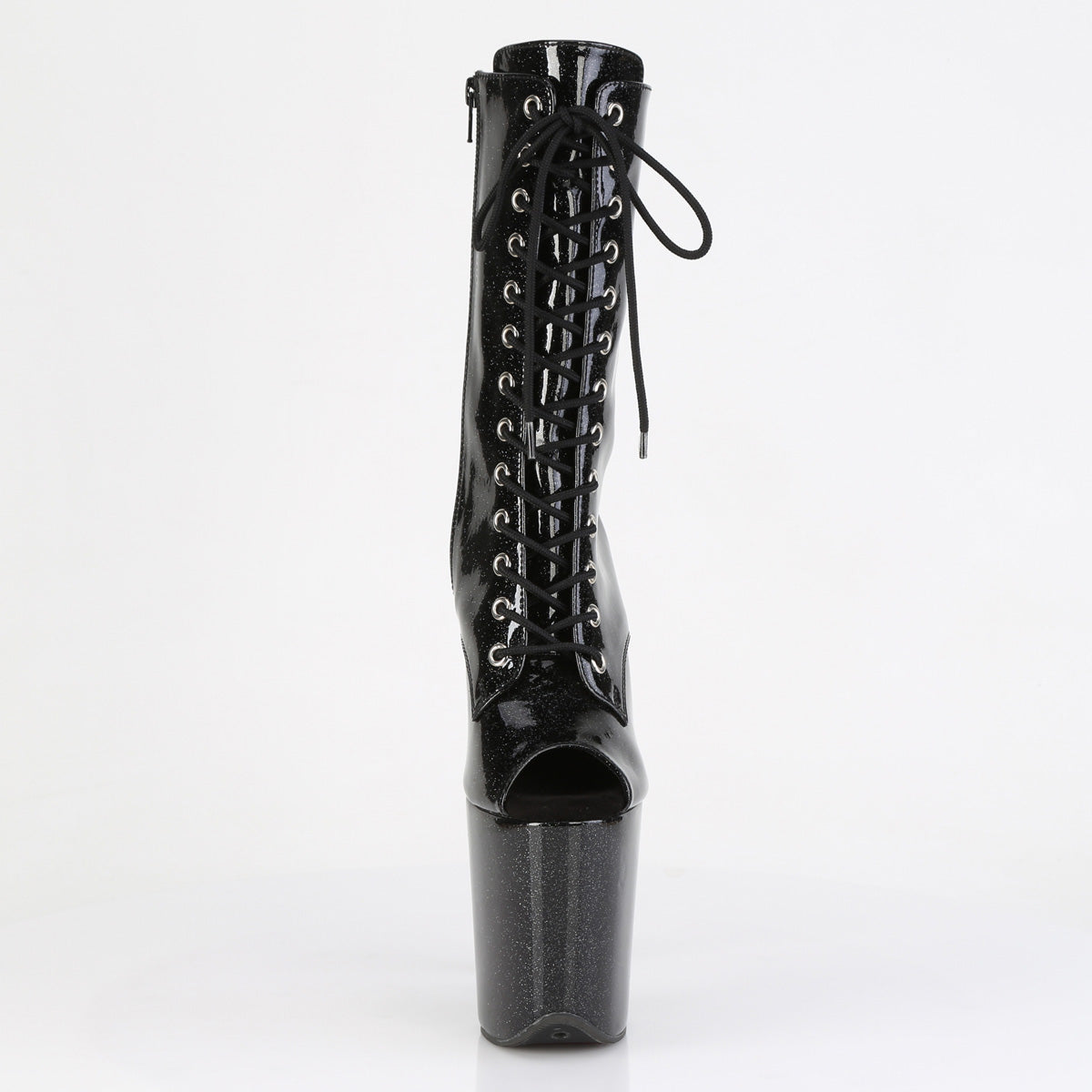 FLAMINGO-1041GP Peep Toe Lace-Up Ankle Boot Black Multi view 5