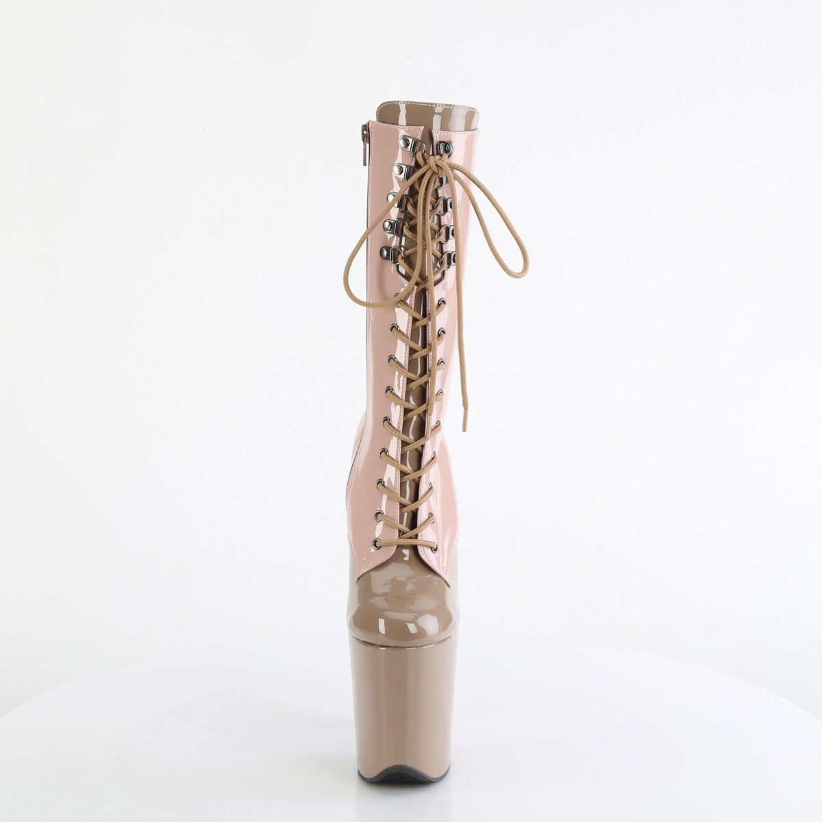 FLAMINGO-1054DC Two Tone Lace-Up Mid Calf Boot Pink & Nude Multi view 5