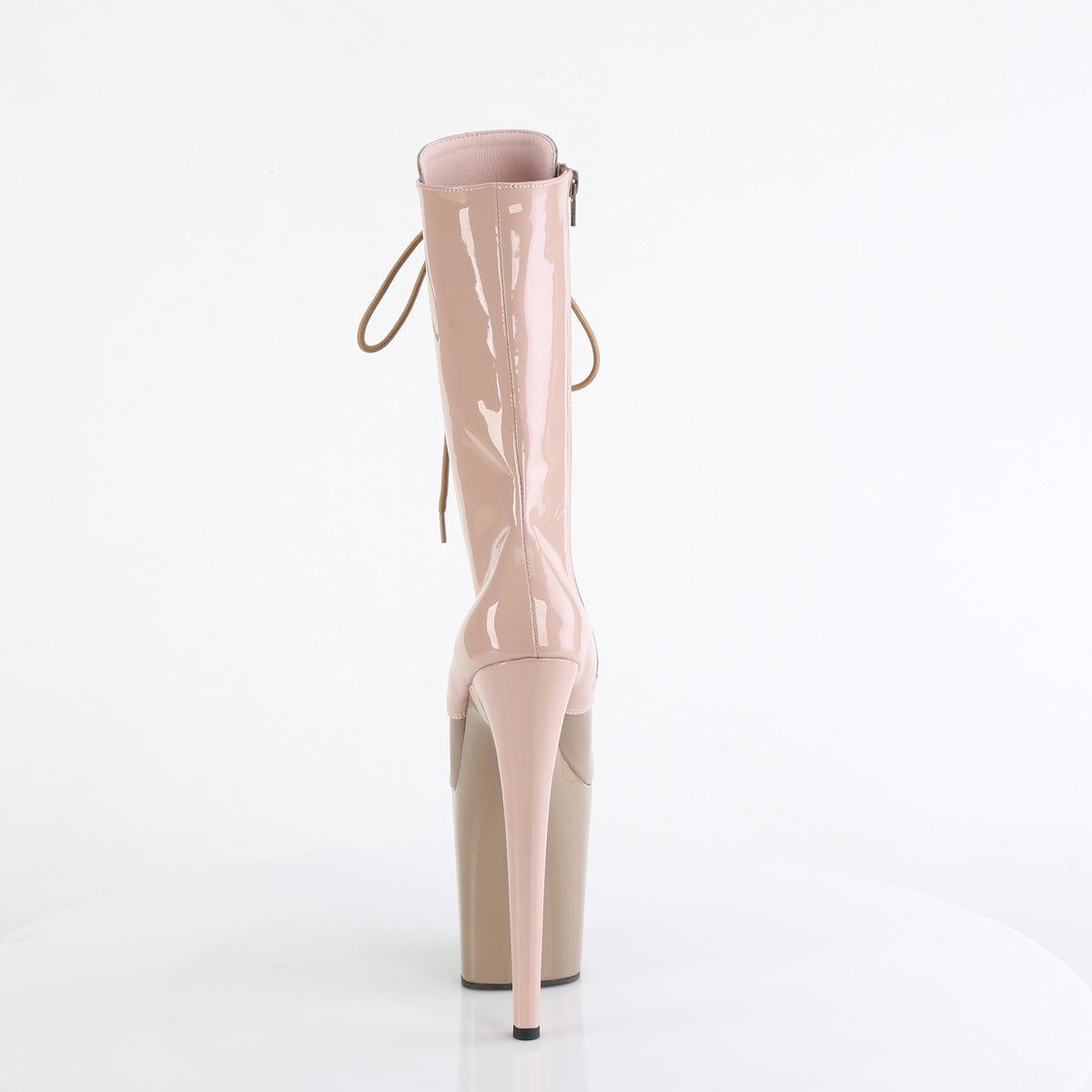 FLAMINGO-1054DC Two Tone Lace-Up Mid Calf Boot Pink & Nude Multi view 3