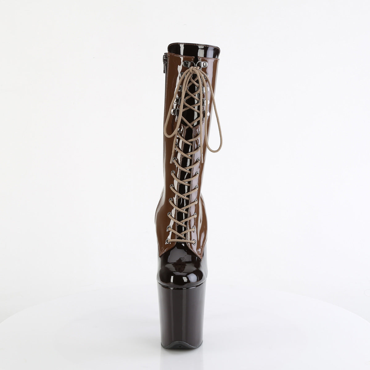 FLAMINGO-1054DC Two Tone Lace-Up Mid Calf Boot Black & Brown Multi view 5