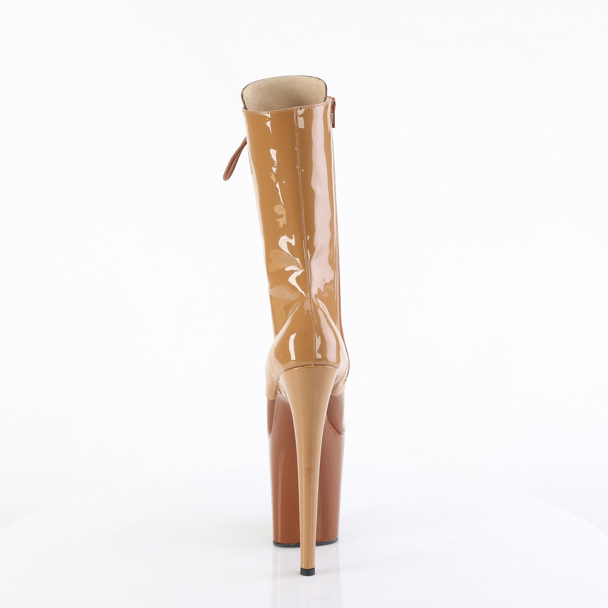 FLAMINGO-1054DC Two Tone Lace-Up Mid Calf Boot Nude & Brown Multi view 3