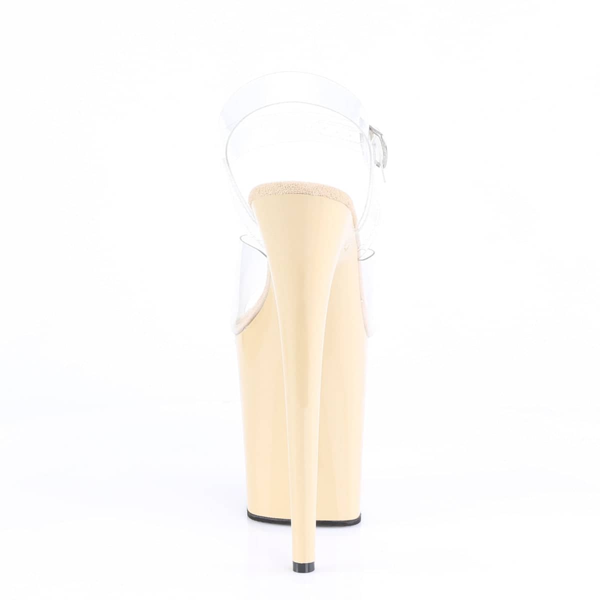 FLAMINGO-808 Clear & Nude Ankle Peep Toe High Heel