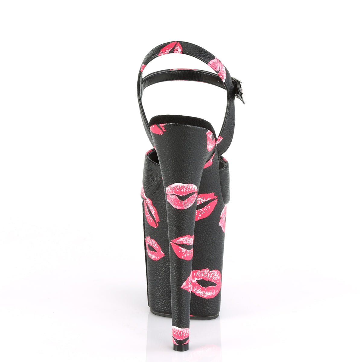 FLAMINGO-809KISSES Ankle Peep Toe High Heel Black & Red Multi view 3