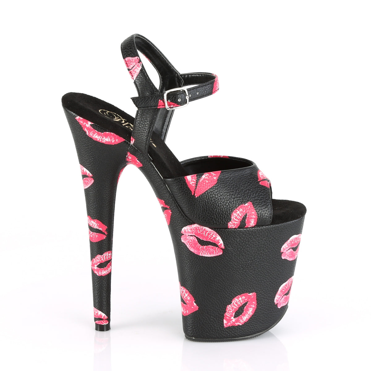 FLAMINGO-809KISSES Ankle Peep Toe High Heel Black & Red Multi view 2