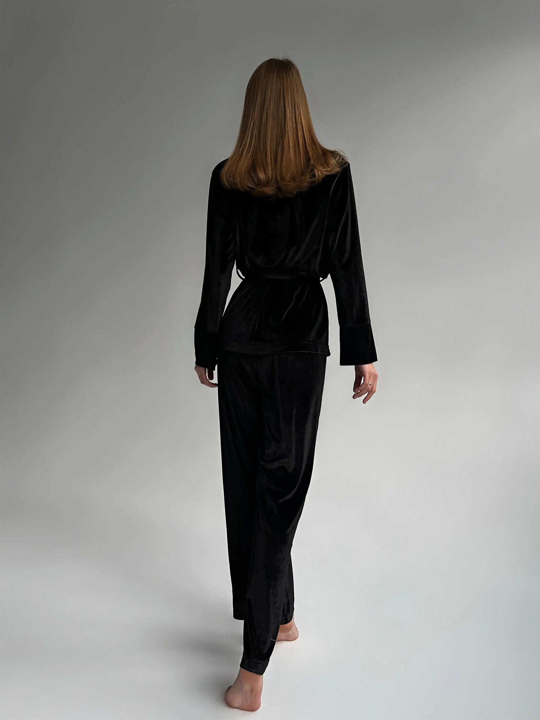 MAJESTIC Luxurious Velour Robe - Black