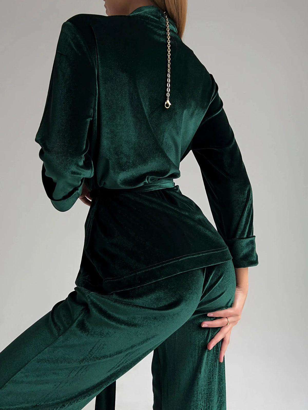 MAJESTIC Luxurious Velour Robe - Green