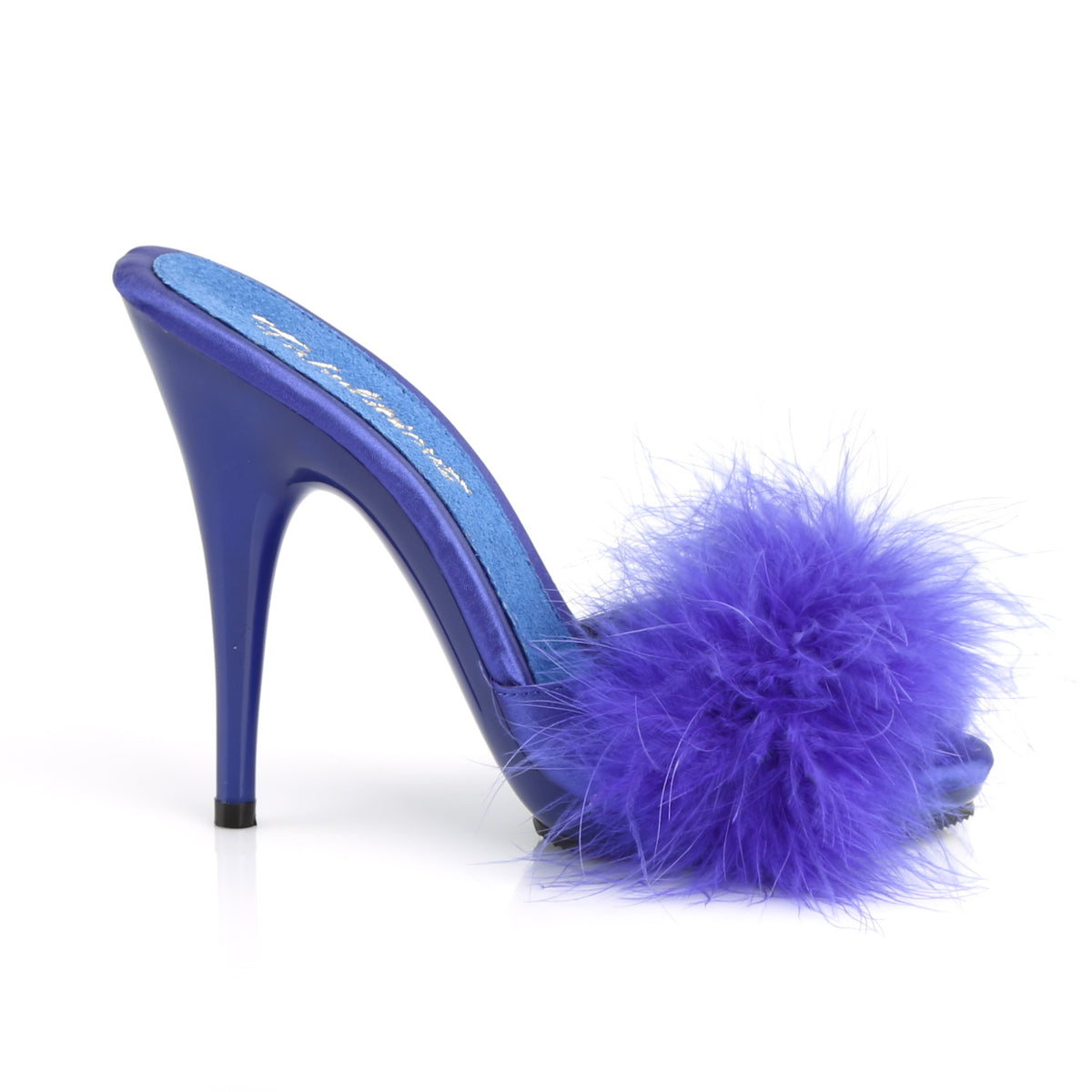 POISE-501F Hot Pink Fluffy Peep Toe High Heel Blue Multi view 2