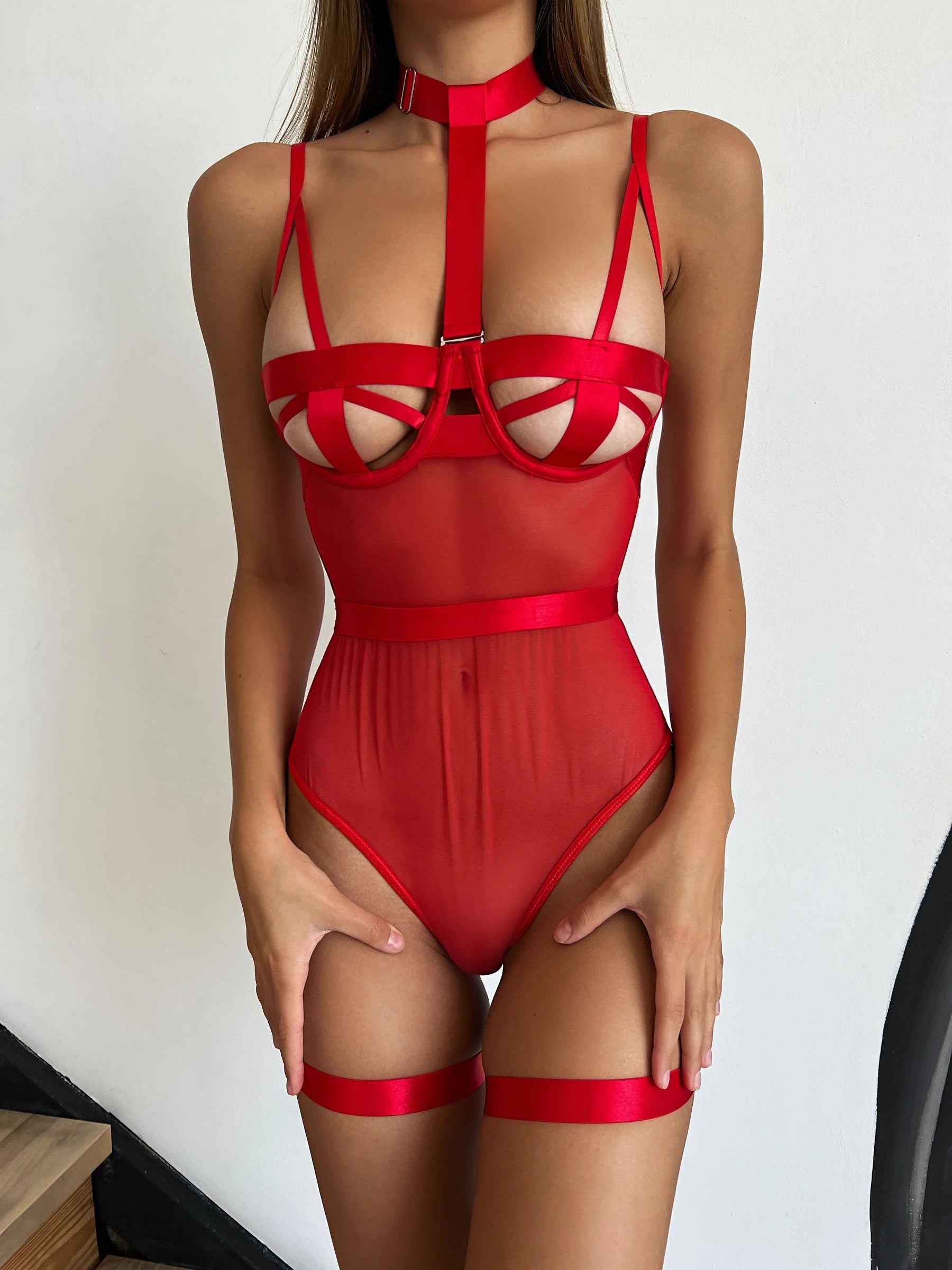 DOMINATRIX Playsuit - Red