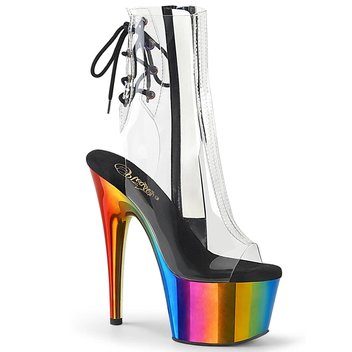 ADORE-1018RC Clear & Multi Colour Calf High Peep Toe Boots