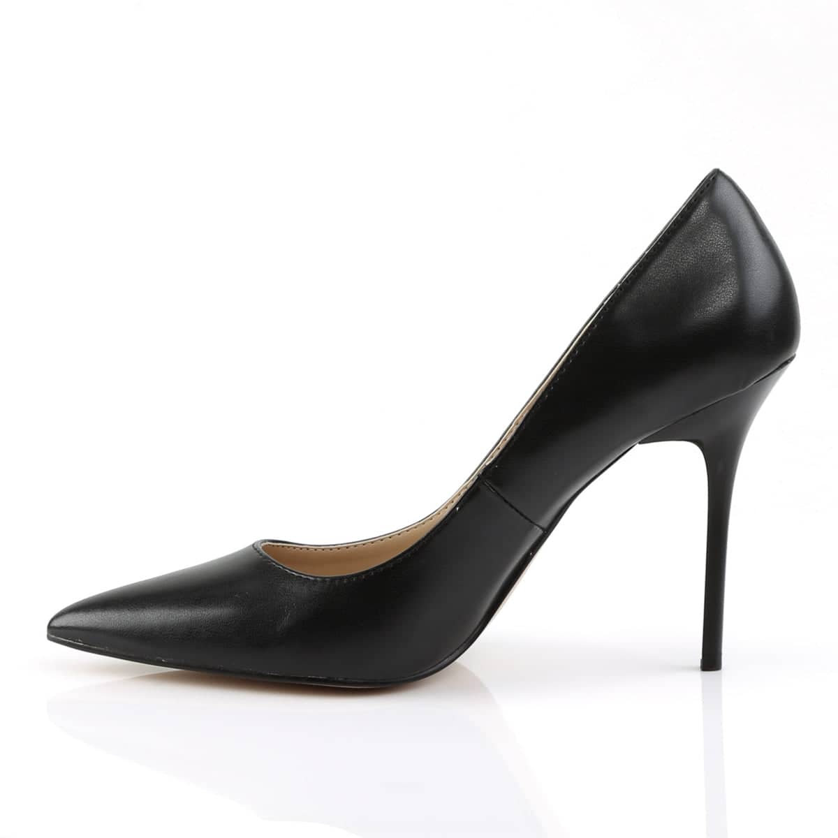 CLASSIQUE-20 Black Faux Leather Pointed Stilettos