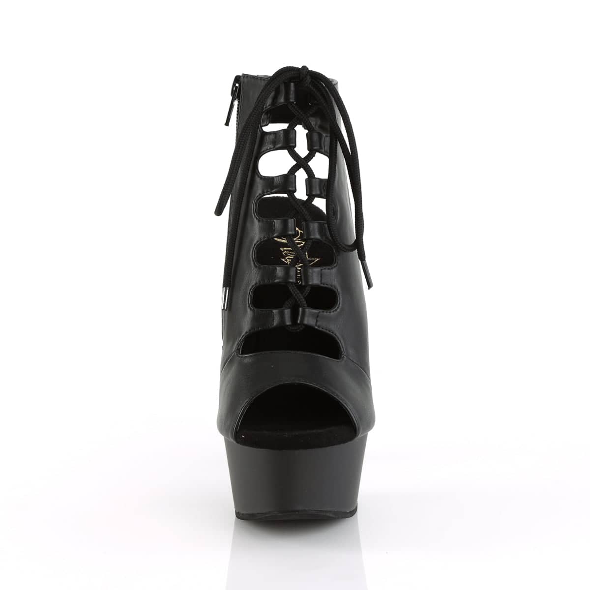 DELIGHT-600-20 Black Ankle Peep Toe Boots