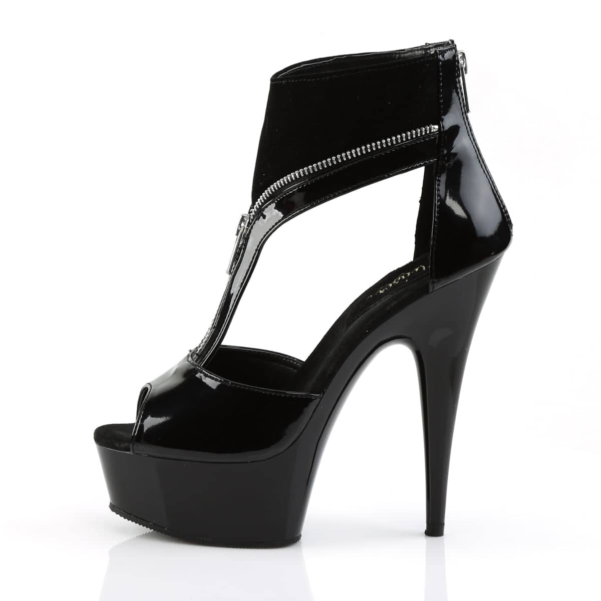 DELIGHT-690 Black Ankle T-Strap Boots