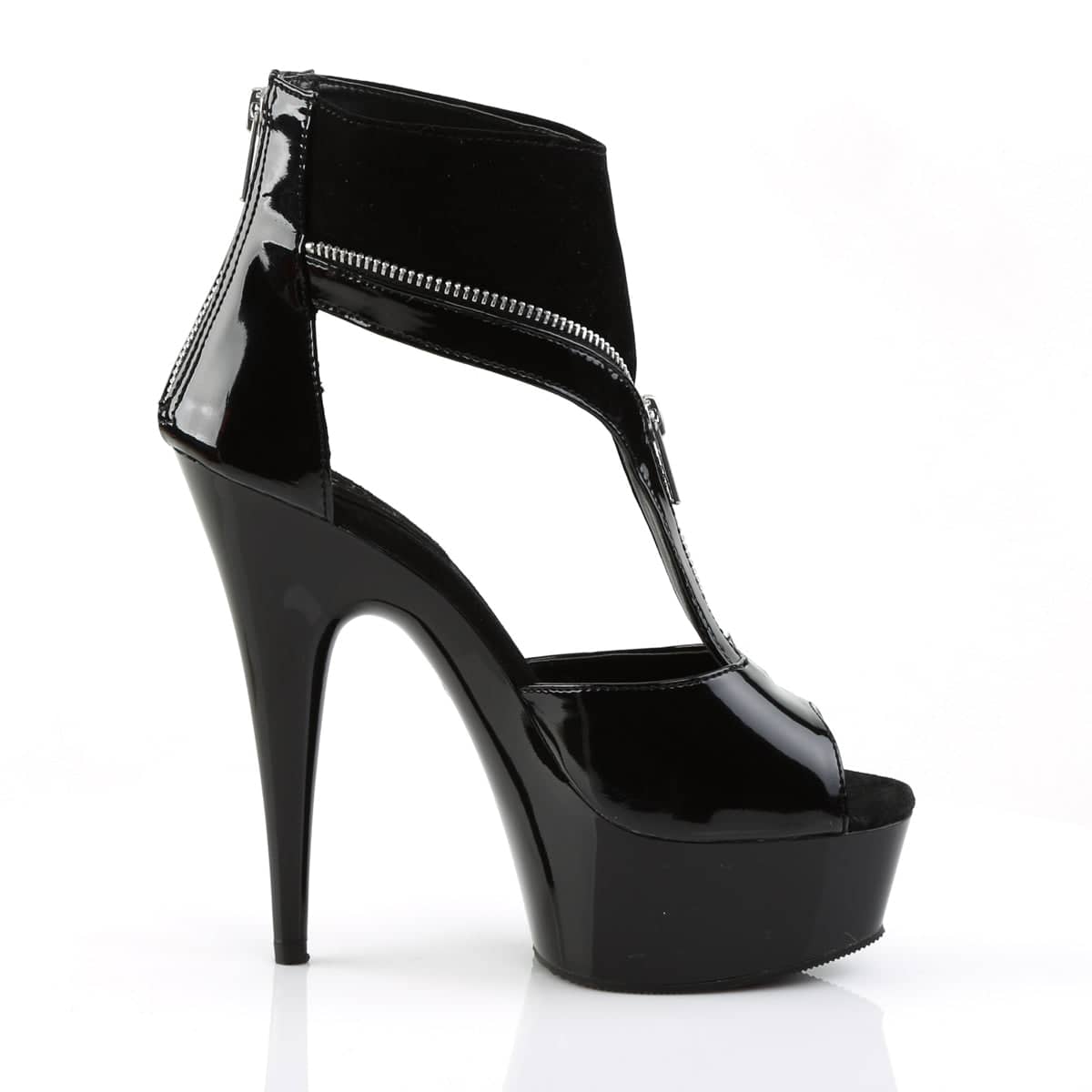 DELIGHT-690 Black Ankle T-Strap Boots