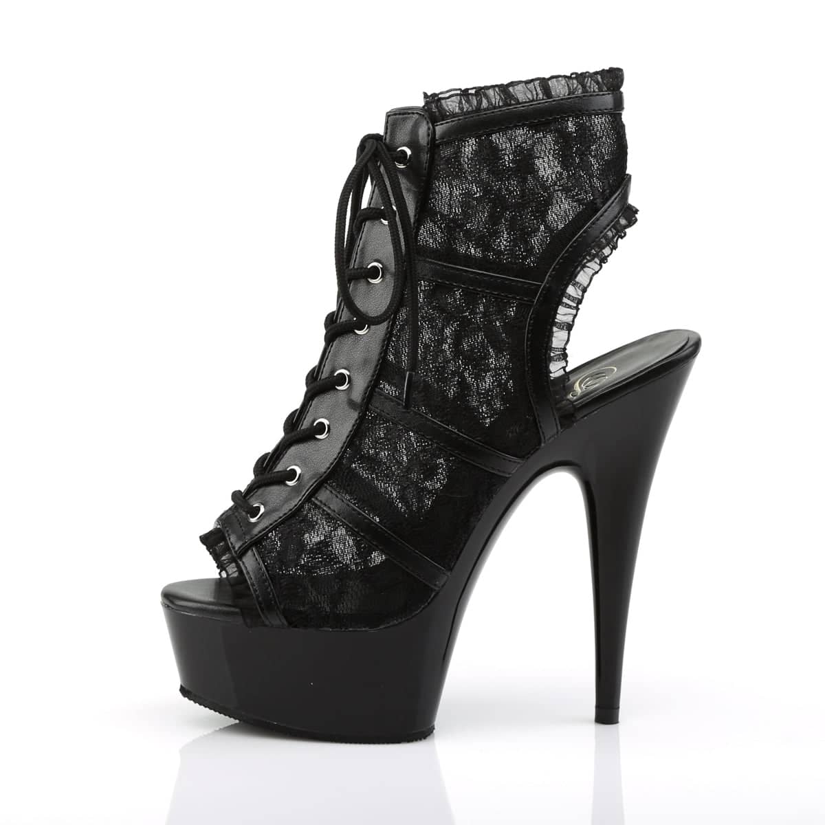 DELIGHT-696LC Black Ankle Peep Toe Boots