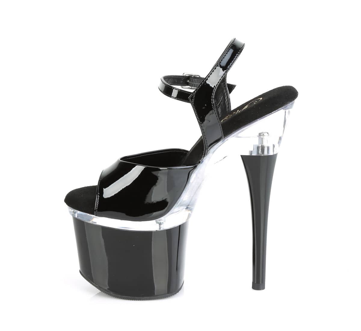 ESTEEM-709 Black Ankle Peep Toe High Heel