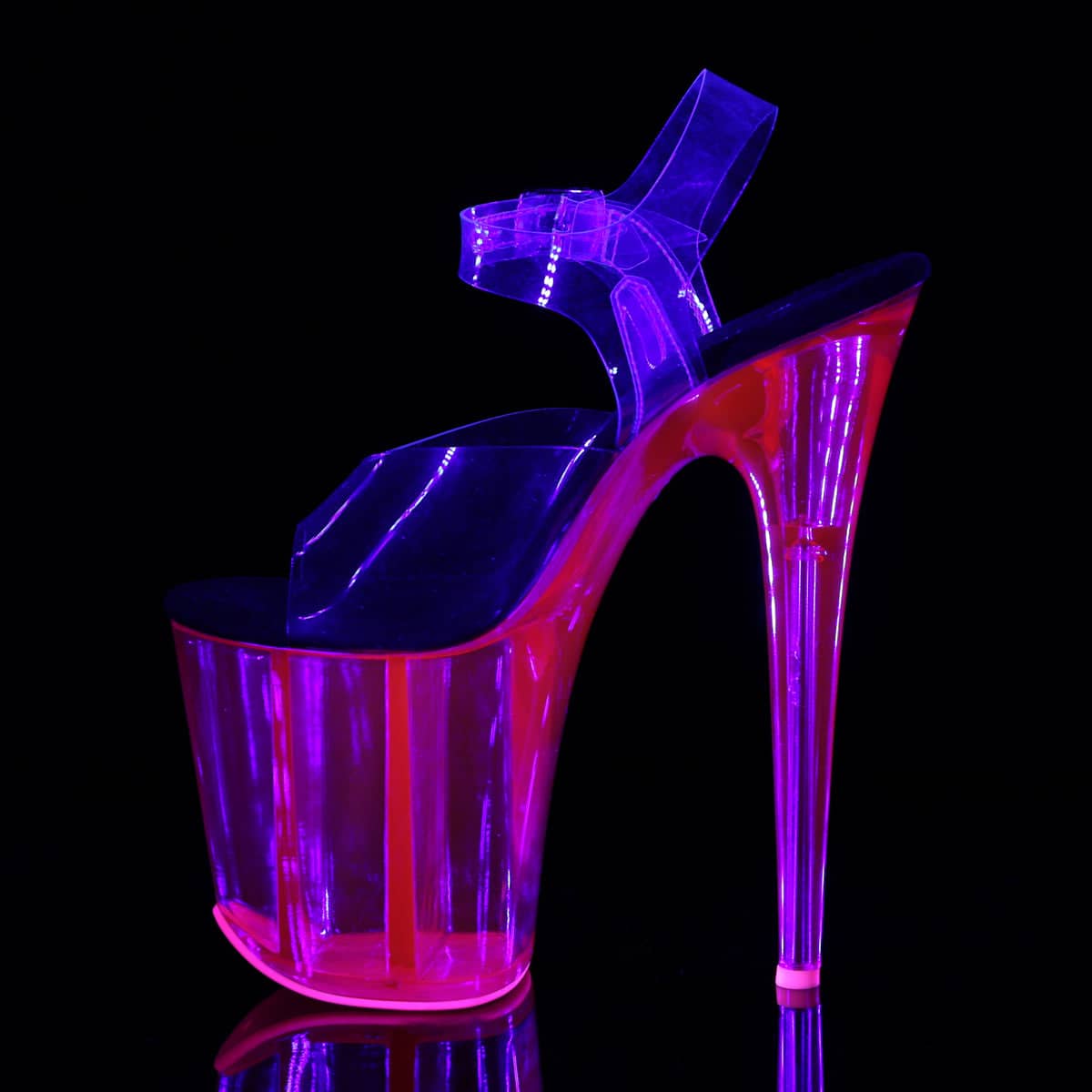 FLAMINGO-808UVT Pink Ankle Peep Toe High Heel