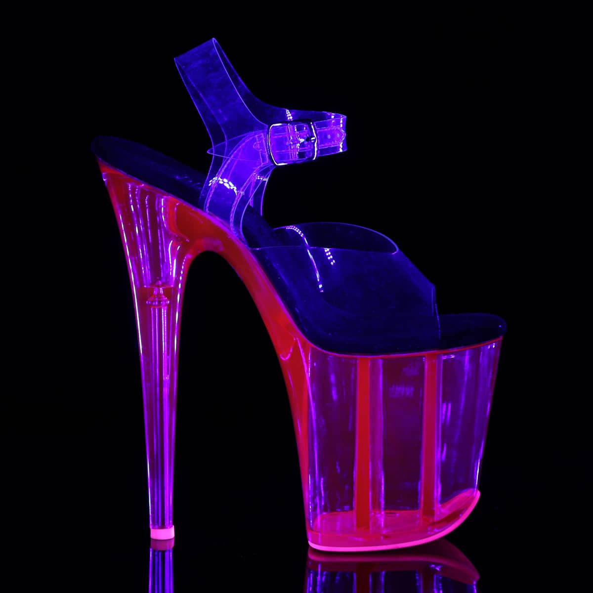 FLAMINGO-808UVT Pink Ankle Peep Toe High Heel