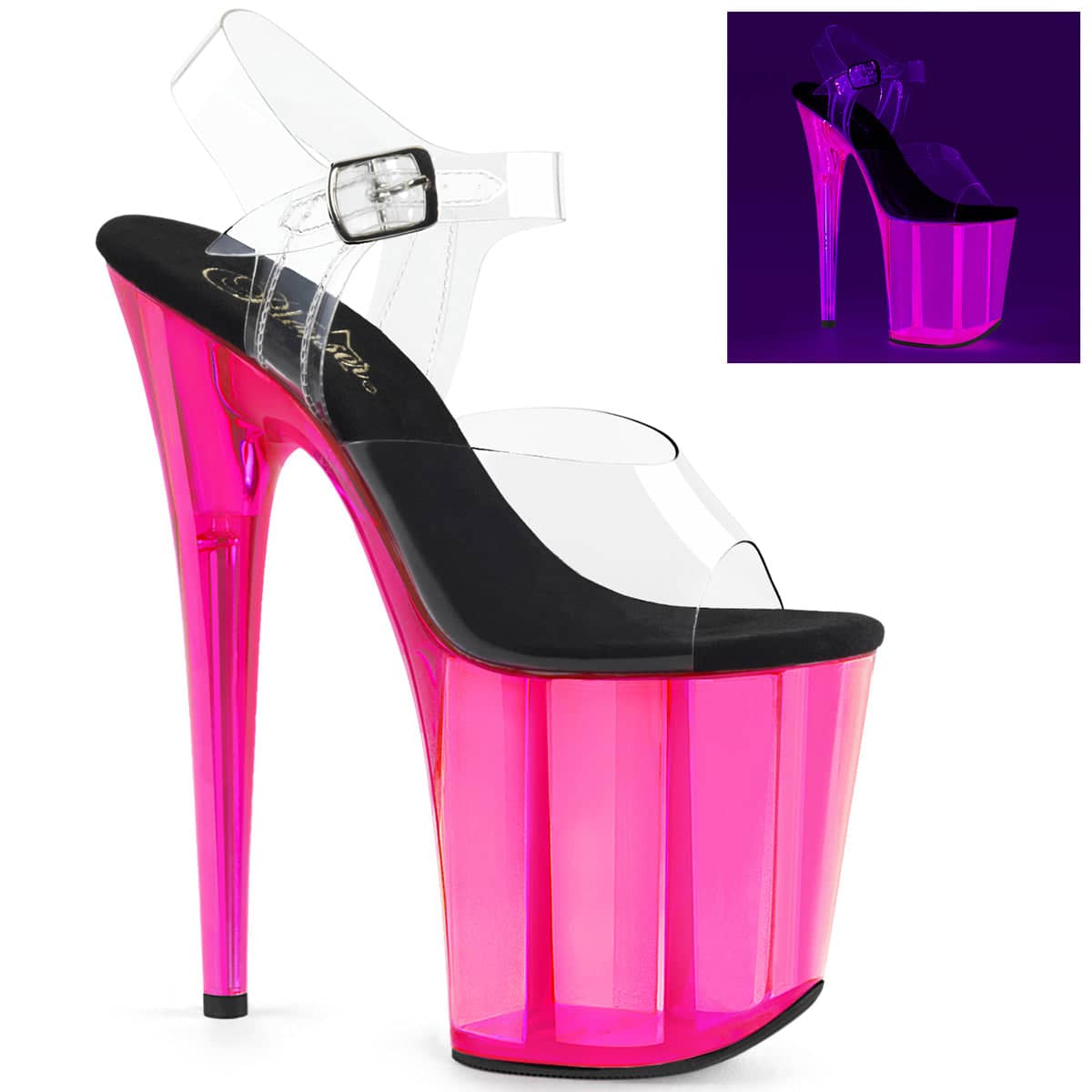FLAMINGO-808UVT Pink Ankle Peep Toe High Heel