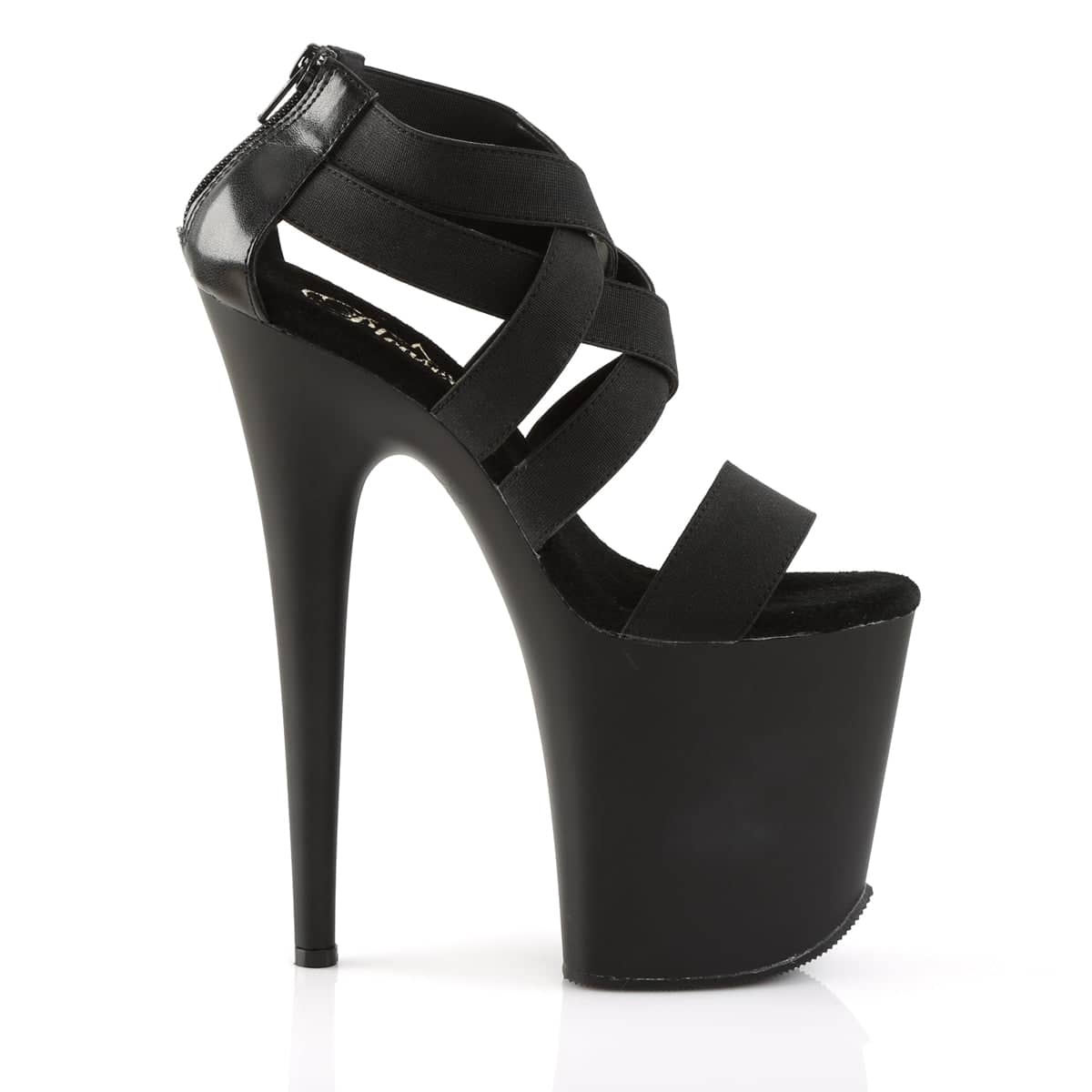 FLAMINGO-869 Black Ankle Peep Toe High Heel