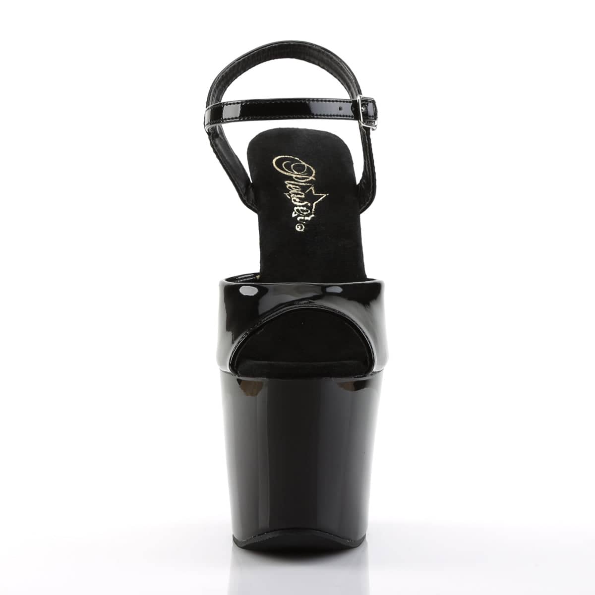 REVOLVER-709 Black Ankle Peep Toe High Heel