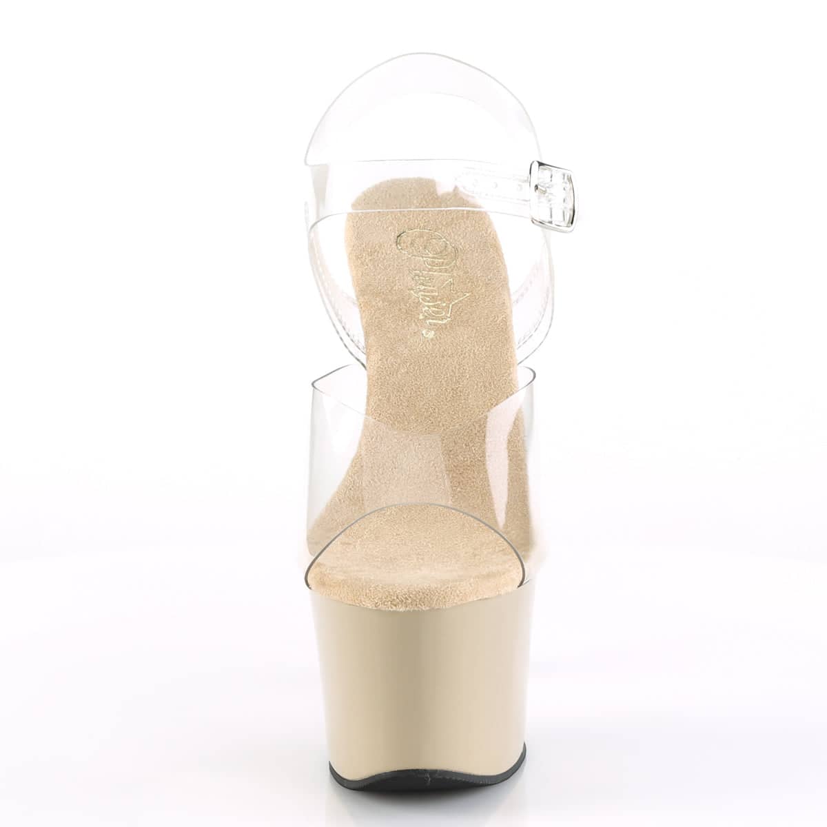 SKY-308 Clear & Nude Ankle Peep Toe High Heel