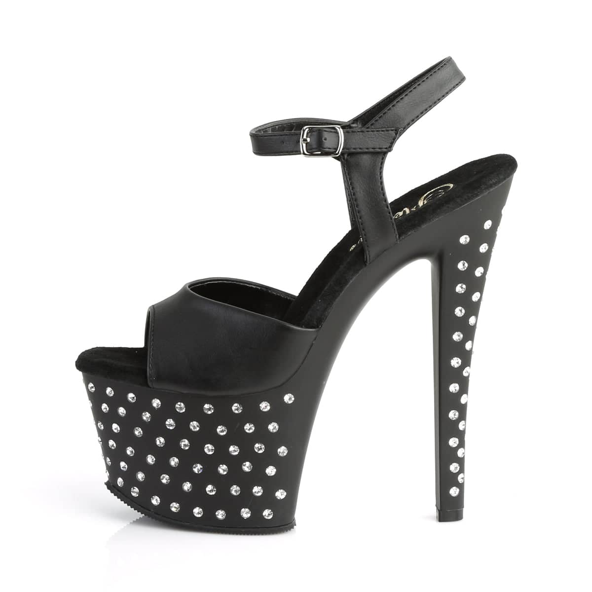 STARDUST-709 Black Ankle Peep Toe High Heel