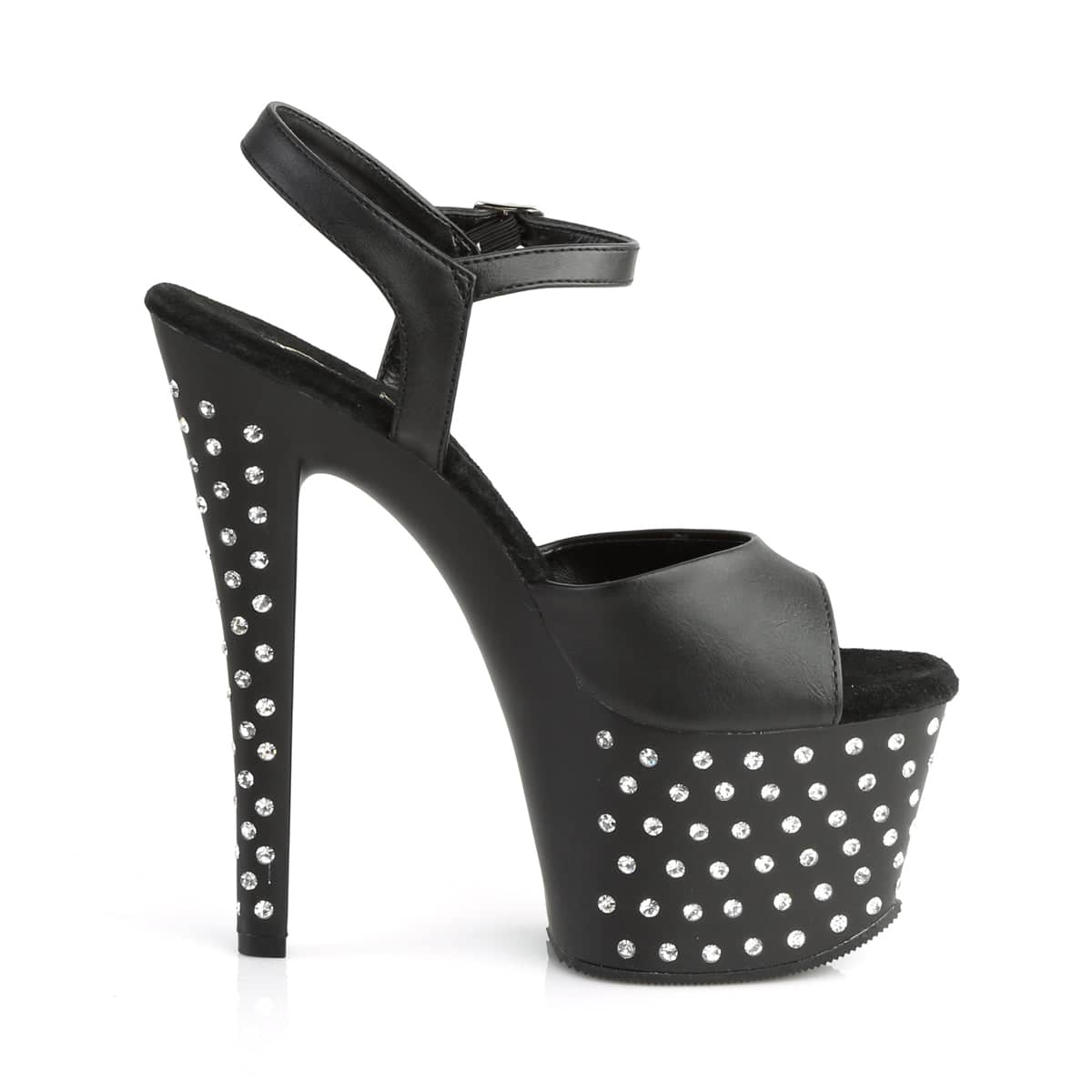 STARDUST-709 Black Ankle Peep Toe High Heel