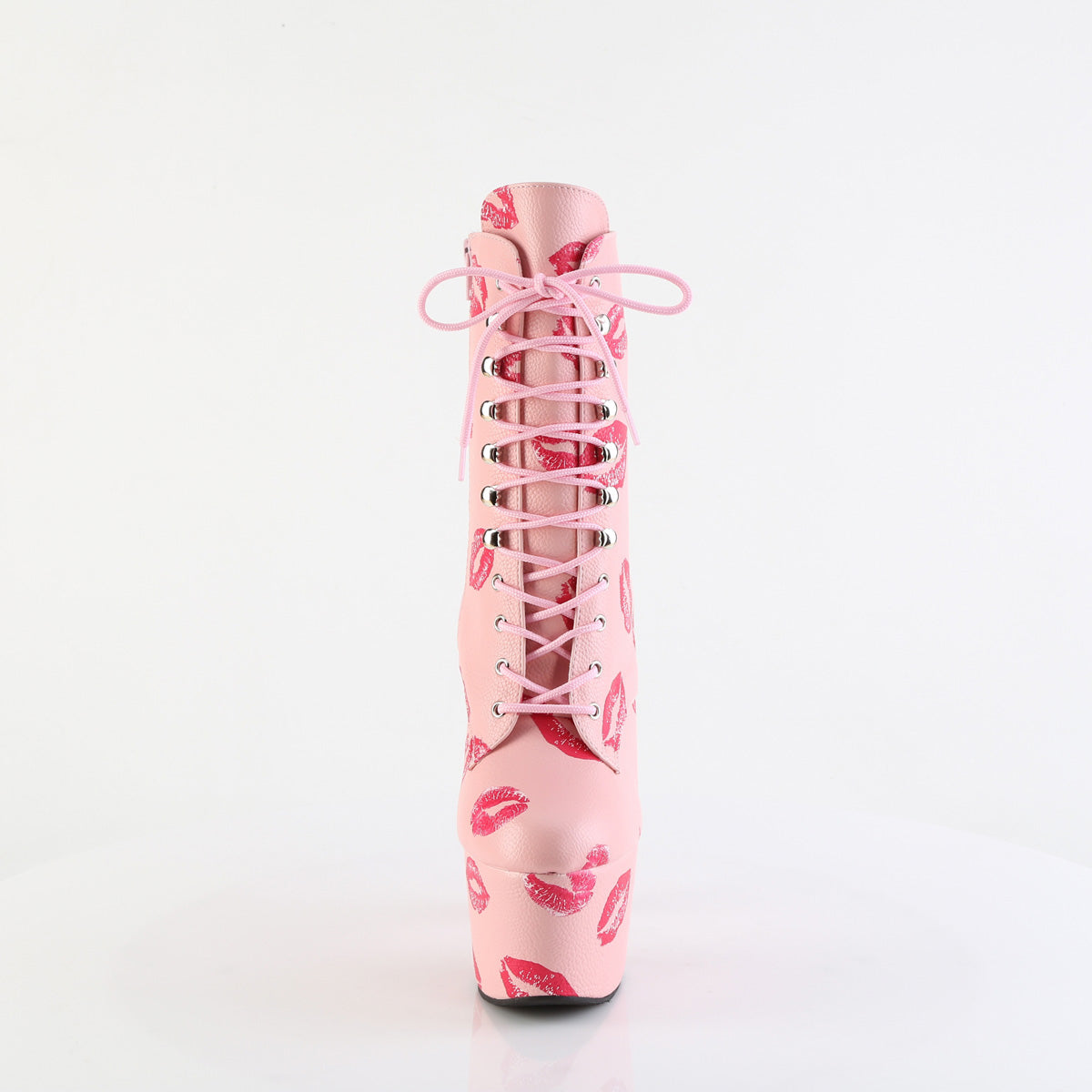 ADORE-1020KISSES Lace-Up Lips Print Ankle Boot Pink Multi view 5