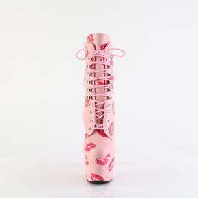 ADORE-1020KISSES Lace-Up Lips Print Ankle Boot Pink Multi view 5