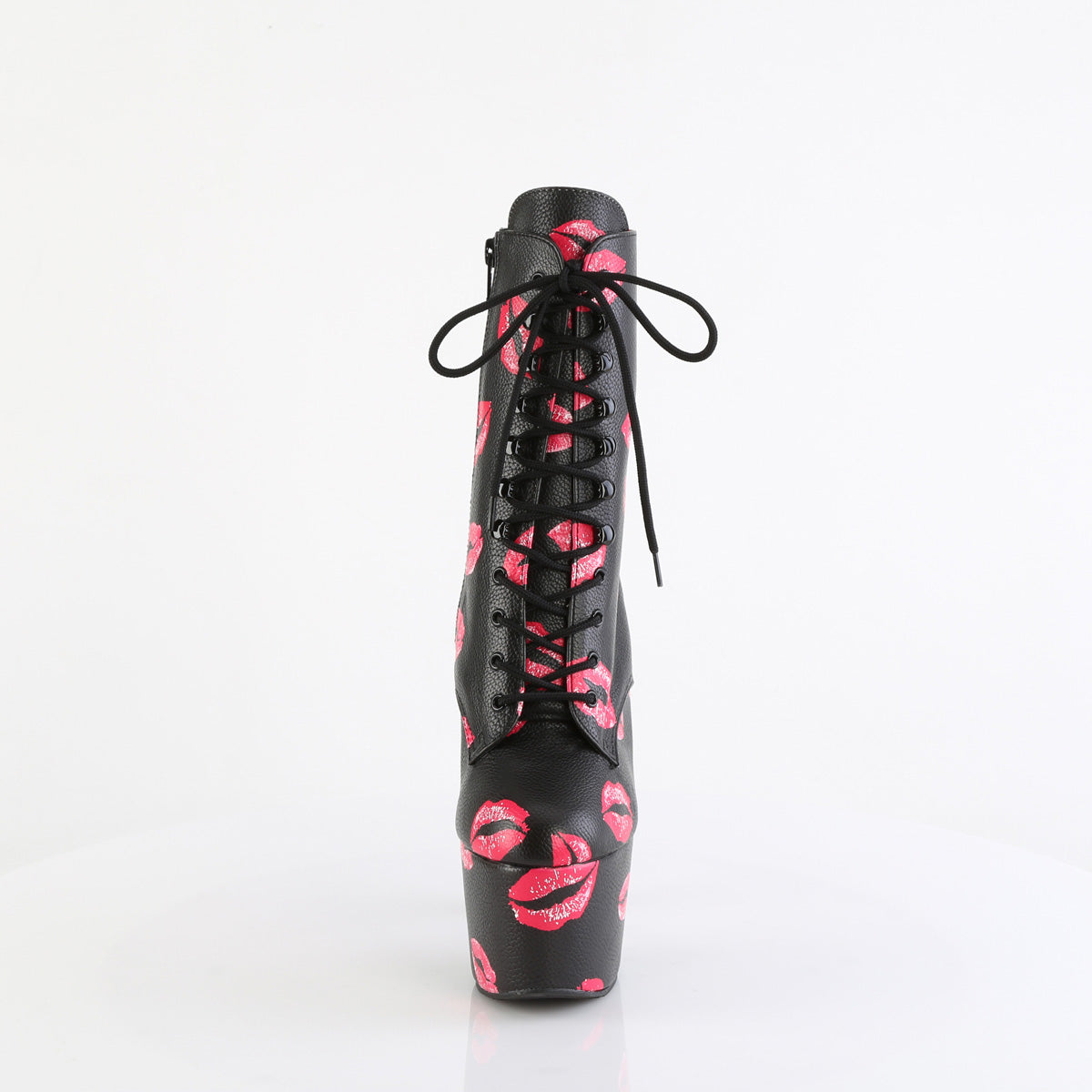 ADORE-1020KISSES Lace-Up Lips Print Ankle Boot Black Multi view 5