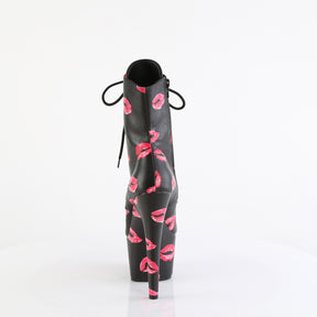 ADORE-1020KISSES Lace-Up Lips Print Ankle Boot Black Multi view 3